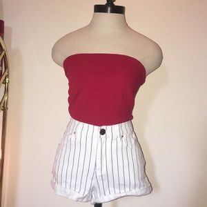 striped white shorts